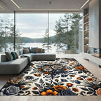 Vintage Orange Gray Floral Swirl Rug