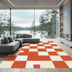 Retro Orange Cream Checkered Squares Rug