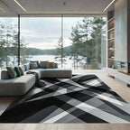 Modern Monochromatic Geometric Abstract Art Rug