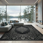Antique Silver Floral Arch Medallion Rug