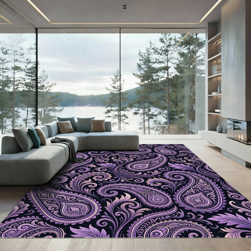 Regal Purple Paisley Flourish Rug