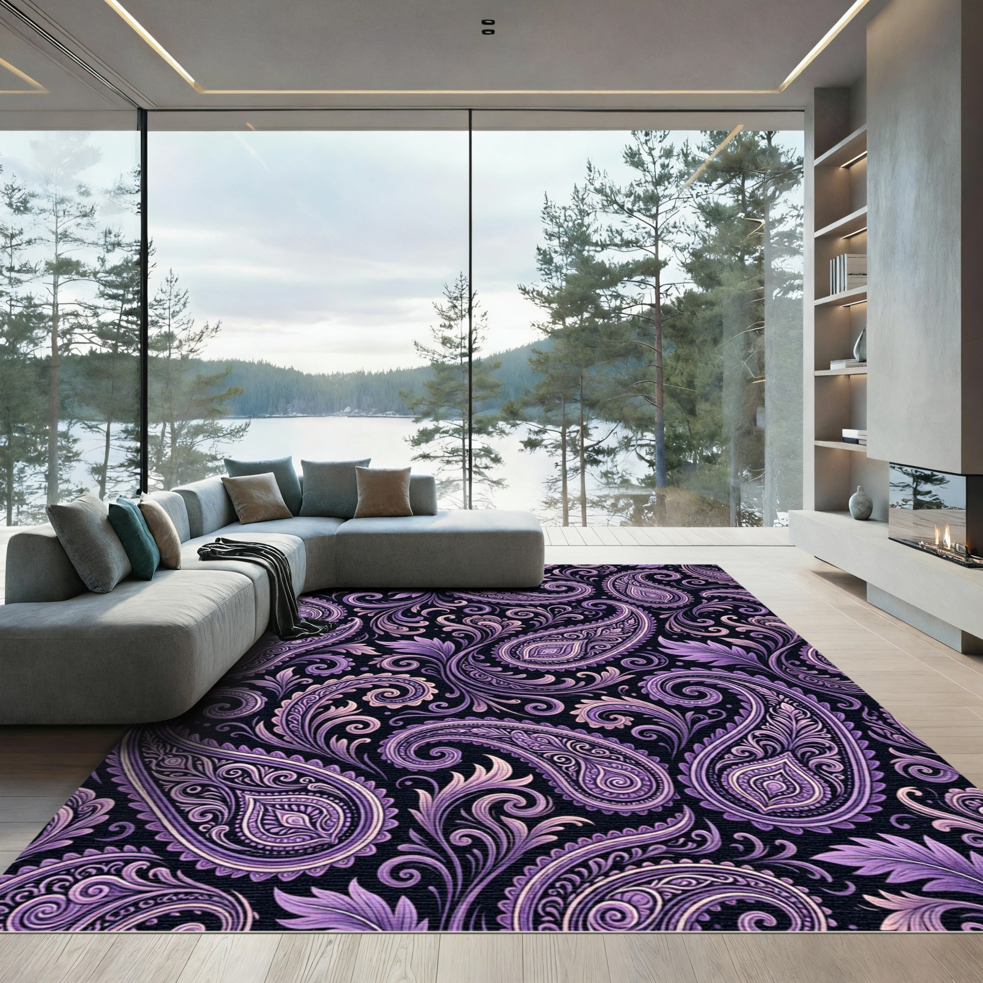 Regal Purple Paisley Flourish Rug