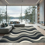 Monochromatic Stripe Wave Composition Rug