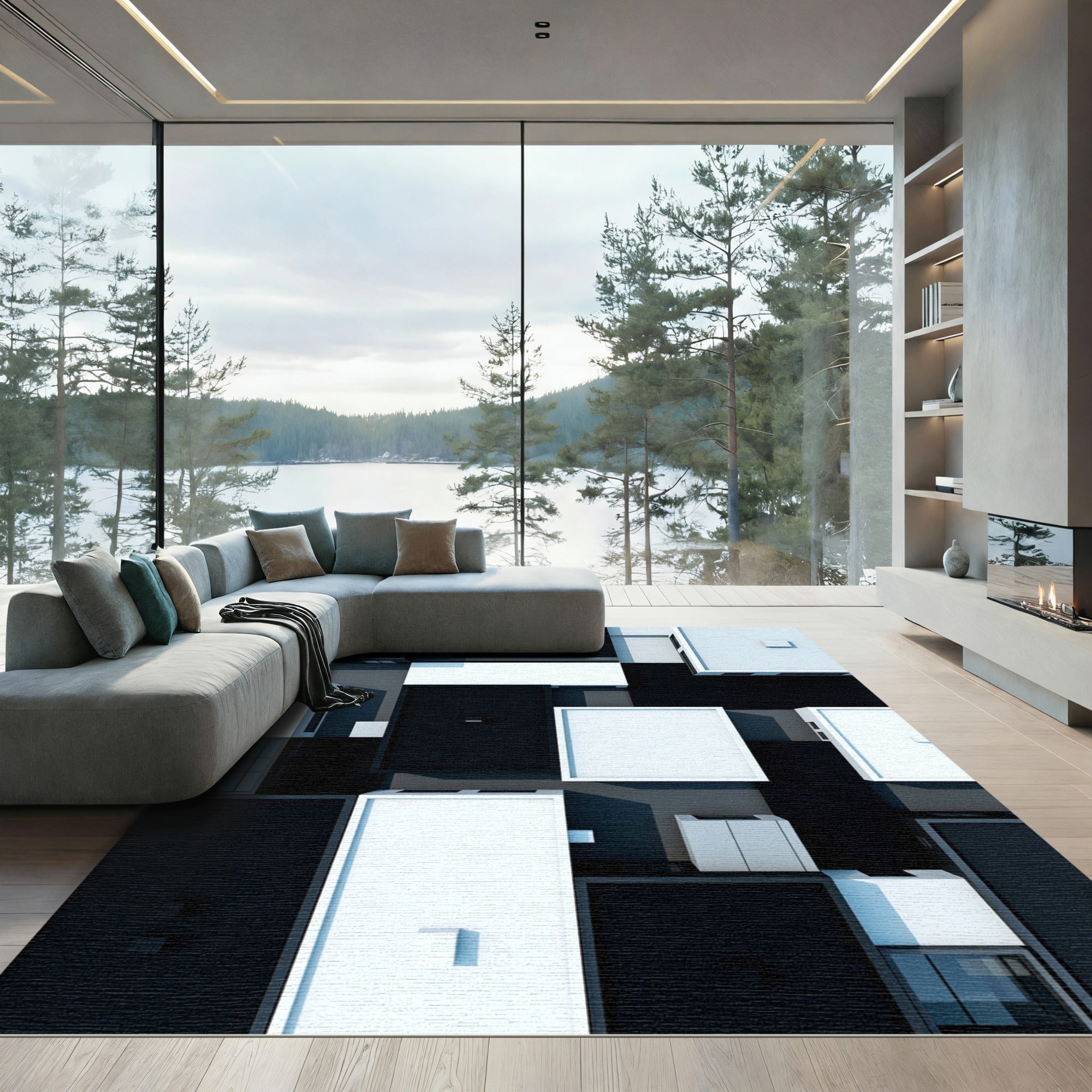 Monochromatic Abstract Geometric Blocks Rug