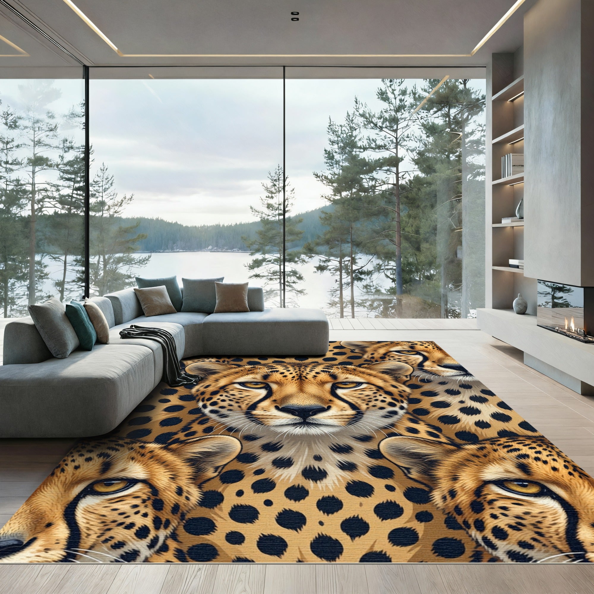 Golden Cheetah Spots All Over Rug