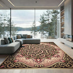 Rose Pink Floral Scrollwork Medallion Rug