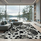 Monochrome Leopard Spotted Bengal Cat Fabric Rug