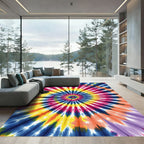 Vibrant Psychedelic Tie Dye Sunburst Rug