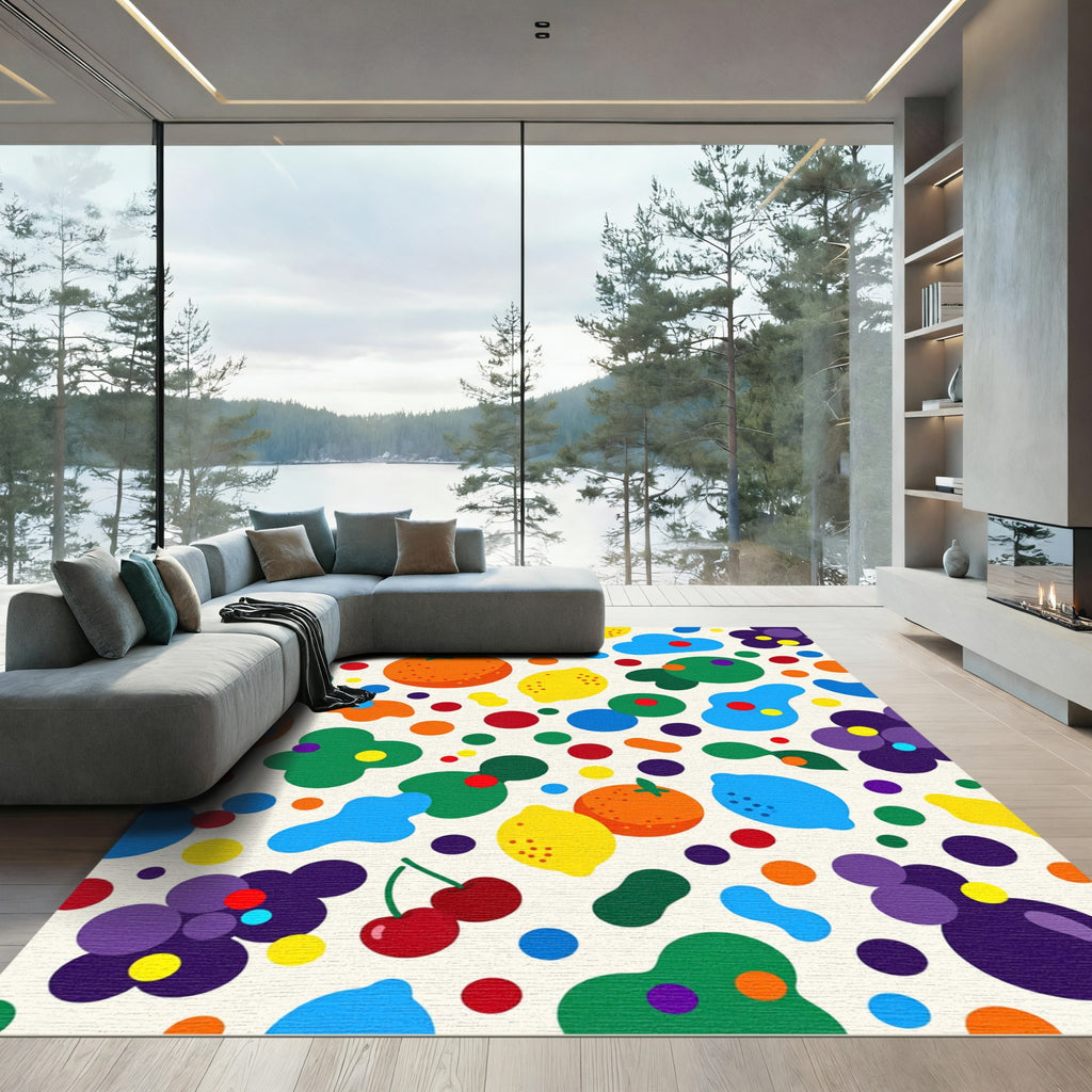 Playful Colorful Fruit Salad Pop Art Rug