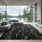 Dark Wood Grain Vertical Planks Rug