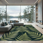 Green Fern Frond Forest Arrangement Rug