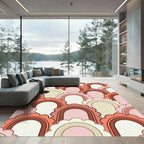 Retro Peach Scalloped Arch Tile Rug