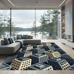 Geometric Cityscape Buildings Isometric Rug