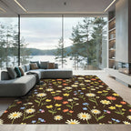 Brown Woodland Meadow Floral Bouquet Rug