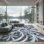 Winter Swirl Snowflake Frost Blue Rug