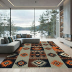 Rustic Terracotta Geometric Southwestern Diamond Rug