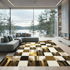 Gold Black White Geometric Arch Rug