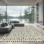 Minimalist Black Dot Dash Composition Rug