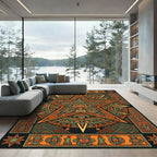 Earthy Aztec Star Geometric Medallion Rug