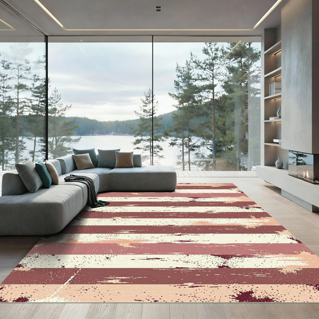 Shabby Chic Striped Splatter Rug