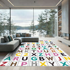 Multicolor Alphabet Grid Composition Rug