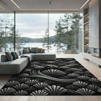 Art Deco Shell Wave Monochromatic Rug