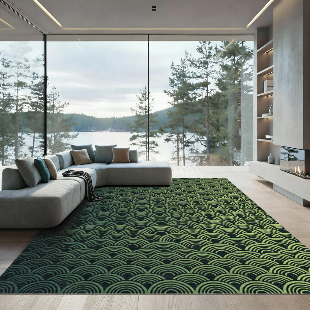 Green Graduated Scale Wave Rug