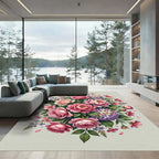 Elegant Pastel Pink Floral Bouquet Rug