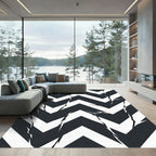 Dark Gray Cracked Chevron Rug
