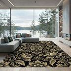 Opulent Black Gold Floral Scroll Rug
