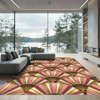 Golden Pink Art Deco Fan Scaled Rug