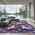 Whimsical Pastel Unicorn Floral Field Rug