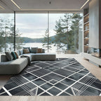 Monochromatic Geometric Smoke Abstract Rug