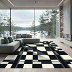 Monochromatic Geometric Grid Composition Rug