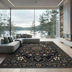 Antique Sepia Floral Medallion Arrangement Rug