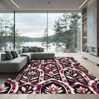 Ornate Pink Floral Archway Botanical Rug