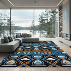 Blue Hourglass Butterfly Terrarium Pattern Rug
