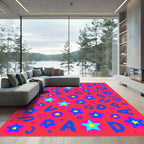 Bright Red Pop Art Star Collage Rug