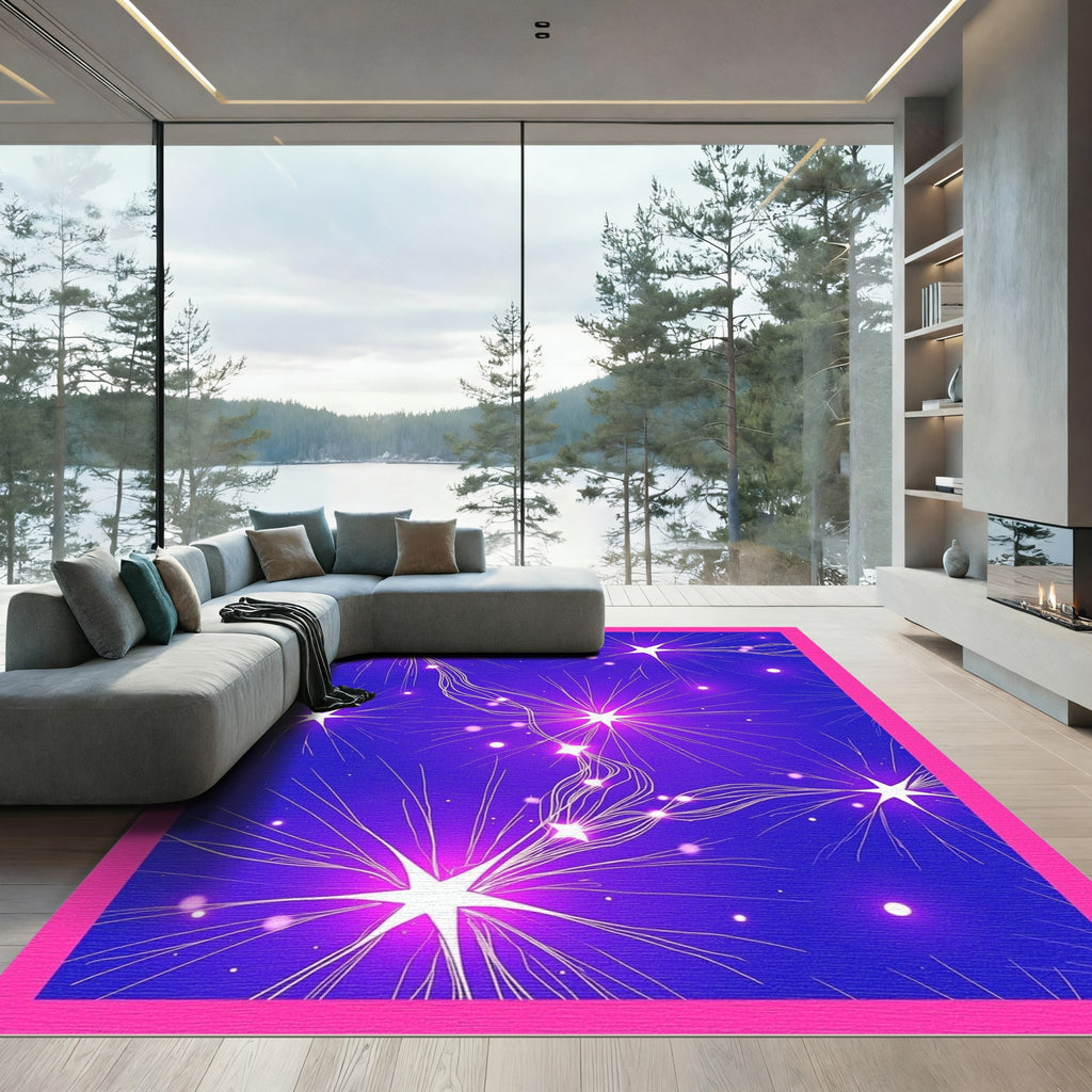 Cosmic White Starburst Purple Galaxy Rug