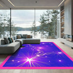 Cosmic White Starburst Purple Galaxy Rug