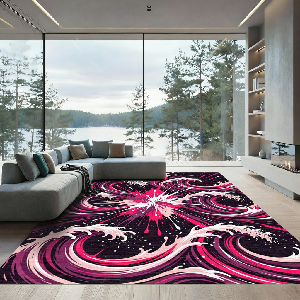 Pink Deep Waves Explosion Rug