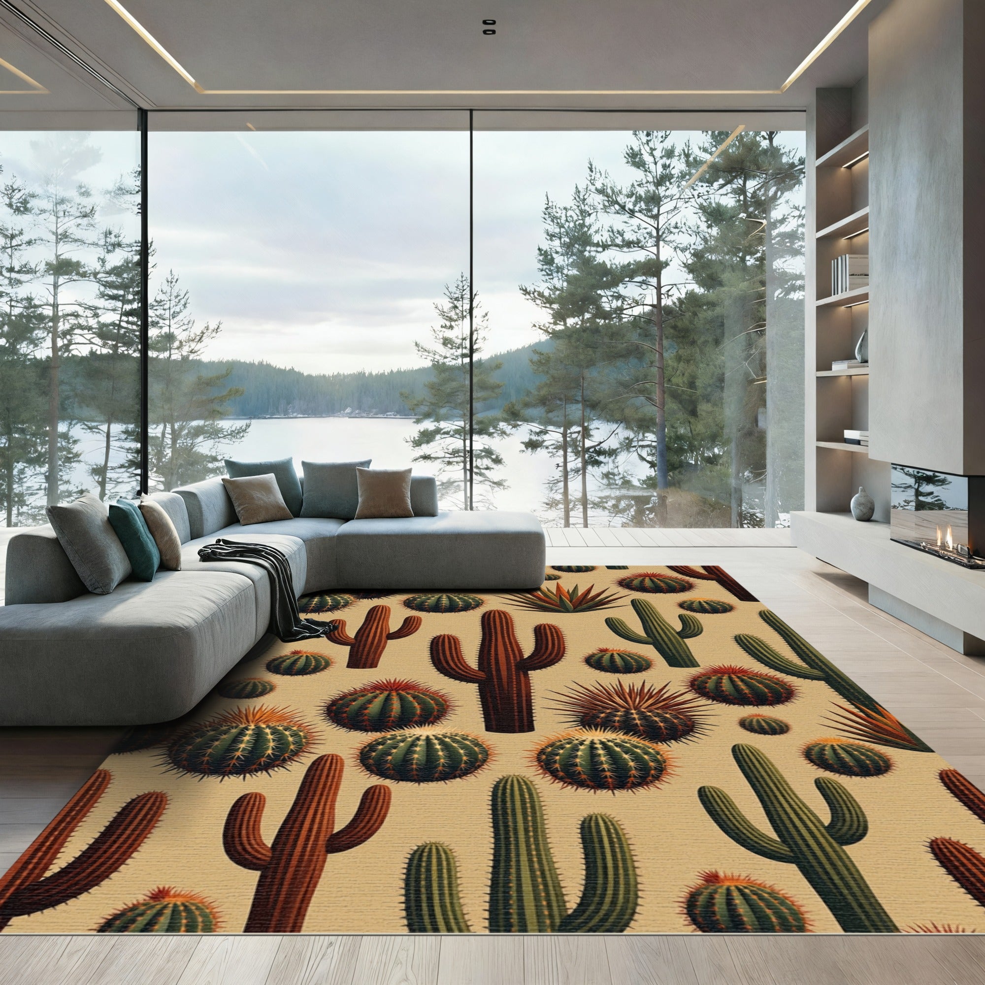Various Desert Cacti Collection Rug