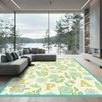 Light Yellow Floral Alphabet Pattern Rug