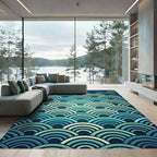 Ocean Wave Teal Arch Rug