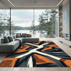 Abstract Geometric Burnt Orange Angular Surface Rug