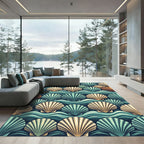 Coastal Scallop Shell Sea Wave Art Rug