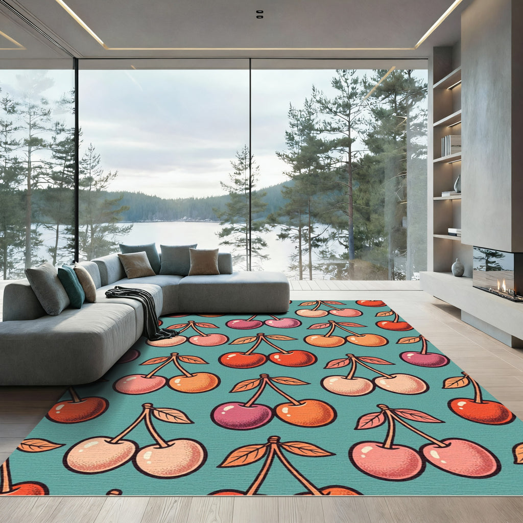 Retro Red Cherry Fruit Collection Rug
