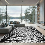 Black White Forest Branches Rug