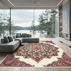 Floral Paisley Medallion Pink Green Rug