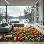 Golden Wheat Field Pop pies Cornflower Rug